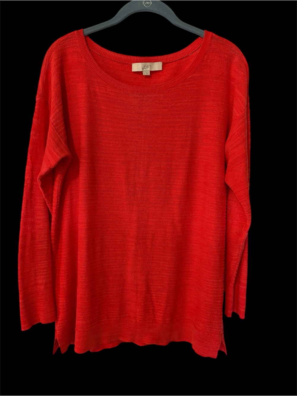 LOFT Bright Burnt Orange Crewneck Lightweight Knit Sweater